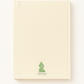 Beige notebook with a green logo on a white background