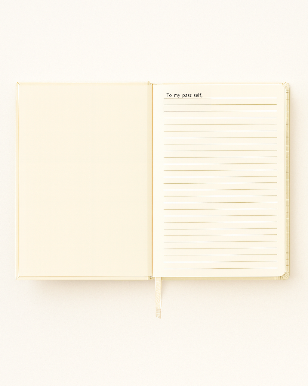 Open notebook with lined pages on a white background
